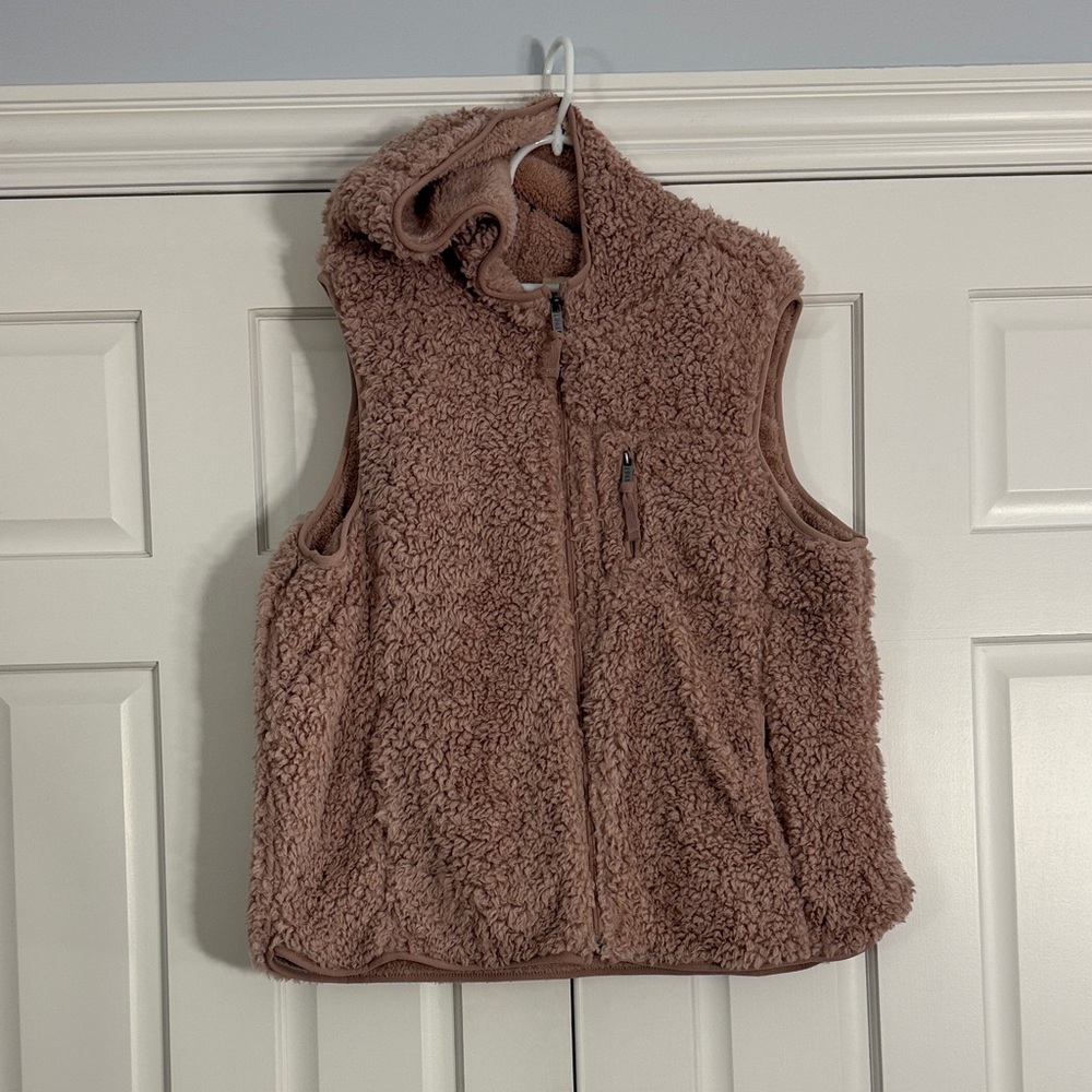 Original Weatherproof Vintage Soft Pink Teddy Bear Sherpa Hooded Vest Size XXL